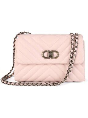 〽️Women Pink Vegan Leather Convertible Crossbody iPad Mini Purse Shoulder Bag